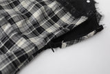 Black Checkered Lace Unbalanced Sleeveless Long Dress