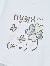 CLOVER OFF SHOULDER TEE (WHITE)