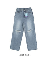 [U-DENIM] サマーリッペードジーンズワイドデニムパンツ