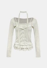 Dot Frill Lace Cardigan Set