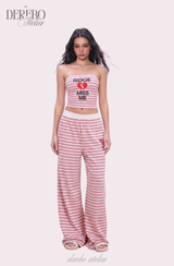Love Me Stripe Tube Top Sweatpants Set (SET)
