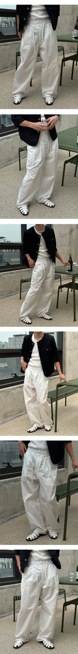 [Unisex] Nylon two tuck rope banding pants(3color)