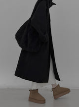High-neck adjust double long coat