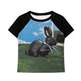 Oslo Pink Bunny Graphic Crop Tee 231935041