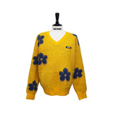 Yellow Flower V-Neck Knit