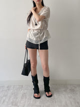 [Short Sleeve Version] Drape Color Matching Loose Fit Blouse