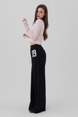 09 Numbering straight pants, Black