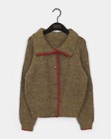 Lupe line color oversized fit collar knit cardigan