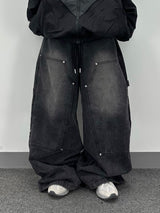 zipper carpenter double-knee pants