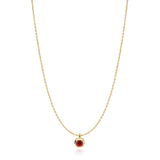 gold crimson solitaire 14k gold plating + 925 silver necklace N071-03G