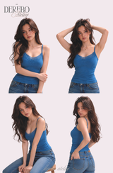 Deep Blue Lace Sleeveless Top