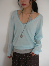Otsuri Loose-Fit Summer Deep V-Neck Knit