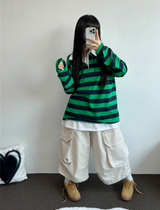 キュートカラーペティット👚ストライプロングスリーブTシャツ🎀❤💚3カラー