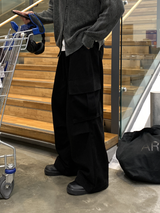 レイトデイリーストーンダイアゴナルカーゴポケットワイドパンツ