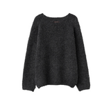 neck warmer loose fit boucle knit - charcoal