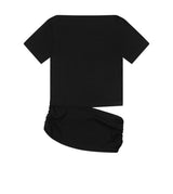 RIVA SHIRRING SLIT OFF SHOULDER HALF T