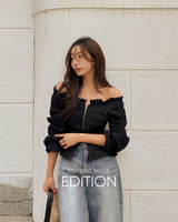 [MADE] Denin frill blouse