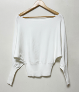 (100% COTTON) ボートネックチックリップUネックオフショルダースリムニット - 3 COLOR