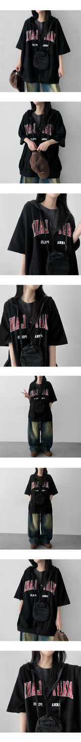Ike Oversized Fit Short-Sleeved Hooded Zip-Up