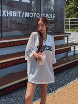 バスケットVネックメッシュ半袖Tシャツ