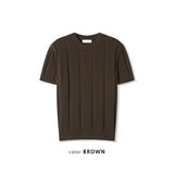 ASCLO クロシェットヘンリーネックショートスリーブニット (4color)