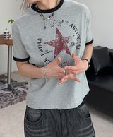 ピア スター クロップ リンガーTシャツ