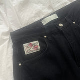 Minty Rose Patch Napping Wide Denim Pants