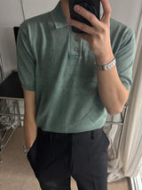 ASCLO Pigment Collar Short Sleeve Knit (5color)