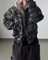 Night camo raccoon fur hood padding