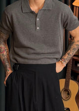 Iz Linen Collar Short-Sleeve Knit 6COLOR