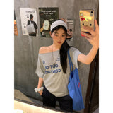 Control off-shoulder loose fit short-sleeved T-shirt