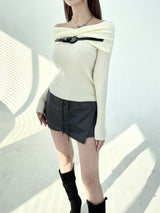 Western belt off slim knit (3color)