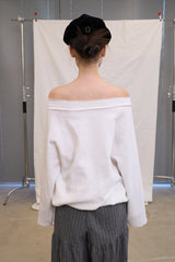 Off Shoulder String Sweatshirt (Ivory)
