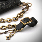 SVC-530 Antique Gold Leather Short Keychain
