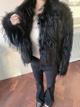 Winter Halo Long Hair Collar Fur Jacket