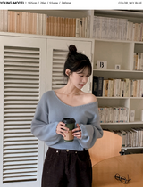 2WAYオフショルダー深Vネックニット（8色）
