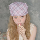 glitter check pattern scarf pink