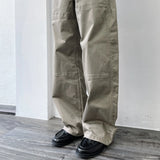 Double Knee Straight-Leg Trousers