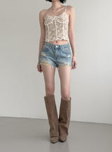 Flower Lace Corset Padded Sleeveless