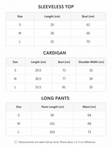 Anna lace cardigan training three-piece set (Sleeveless cardigan, pants)