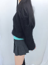 Milkfur high neck suede jumper