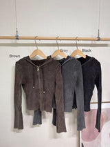 Vintage Zip Up Knit Top - 3 colours