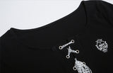 Funky グラフィックレースアップクロップTシャツ 231949403