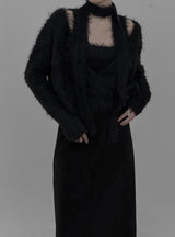 Muffler Set Sleeveless Fur Wrap Cardigan