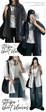 Cadin ストライプ半袖シャツシャツ