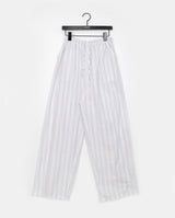 Satin Linen Stripe Wide Banding Long Pants