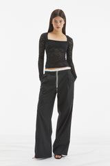 ROSE DOUBLE WAIST PANTS / BLACK