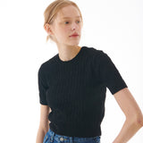 CABLE HALF KNIT BLACK