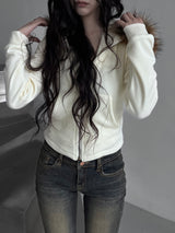 slim fur hood zip-up (fleece-lined / 3color)