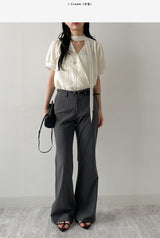 Pomelo Tie Short Sleeve Blouse